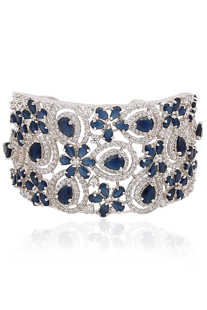 Tanzila Rab presents White Gold Finish Blue Sapphire Cuff setavailable only at Pernia's Pop Up Shop.