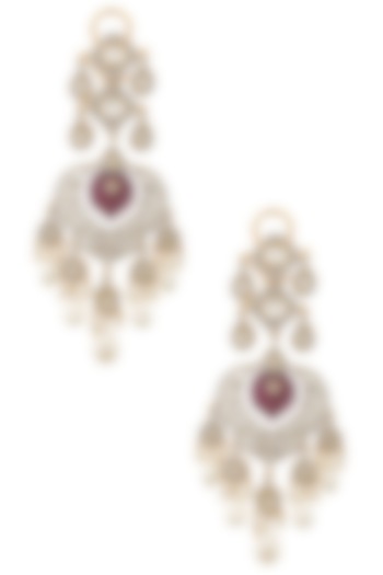 Tanzila Rab presents Silver finish kundan, white sappire and ruby earrings available only at Pernia's Pop Up Shop.