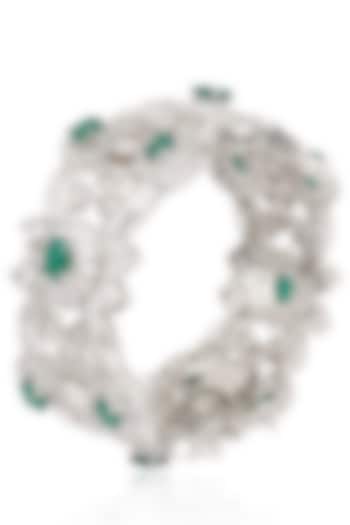 Rhodium Finish Emerald and White Sapphire Bracelet by Tanzila Rab