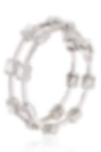 Tanzila Rab presents Set of 2 Rhodium finish emerald and white sapphire bangles available only at Pernia's Pop Up Shop.