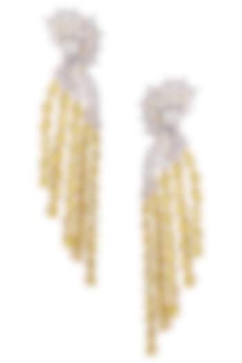 Gold plated white and yellow sapphire earrings by Tanzila Rab