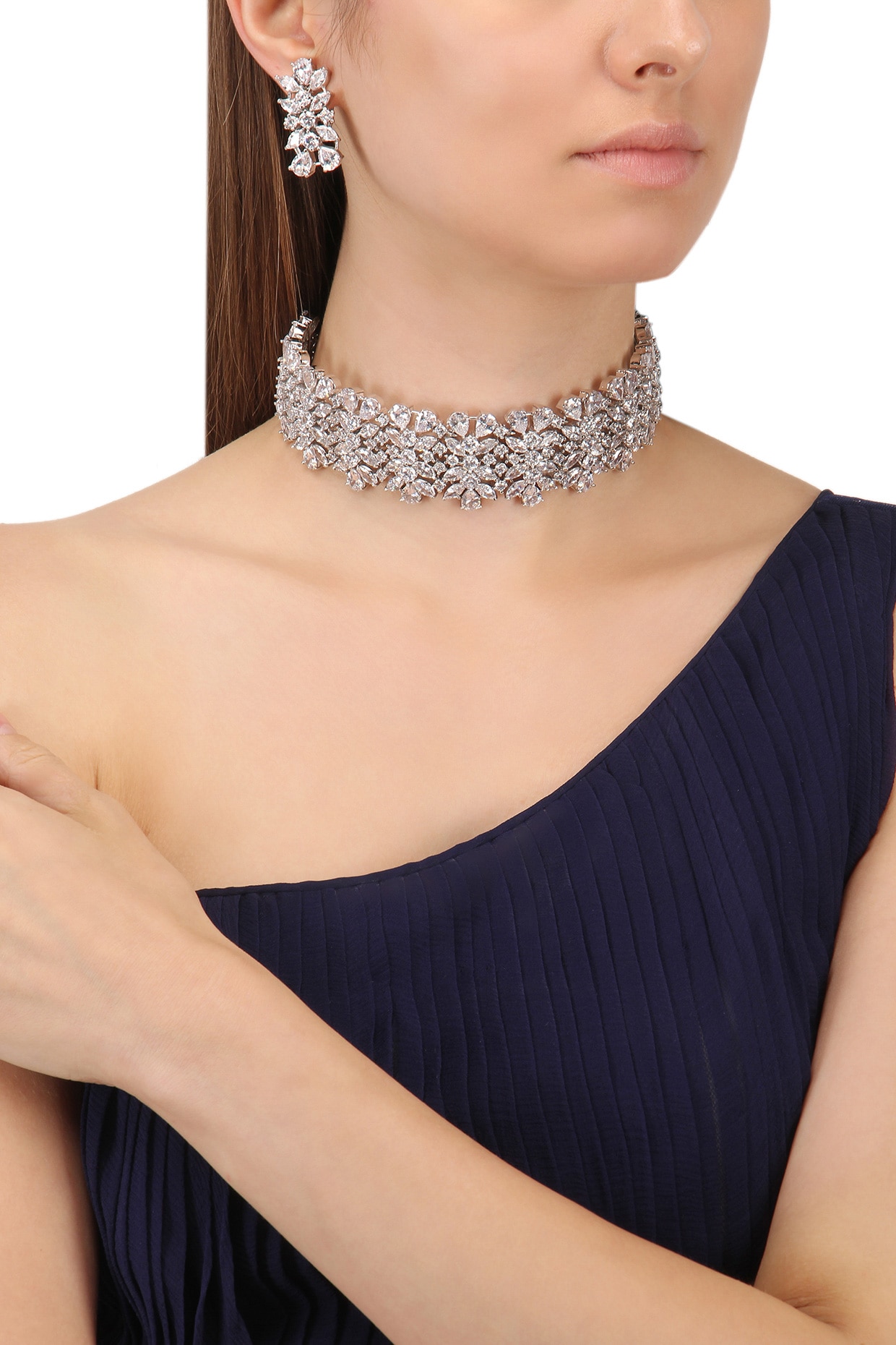 White sapphire deals choker necklace