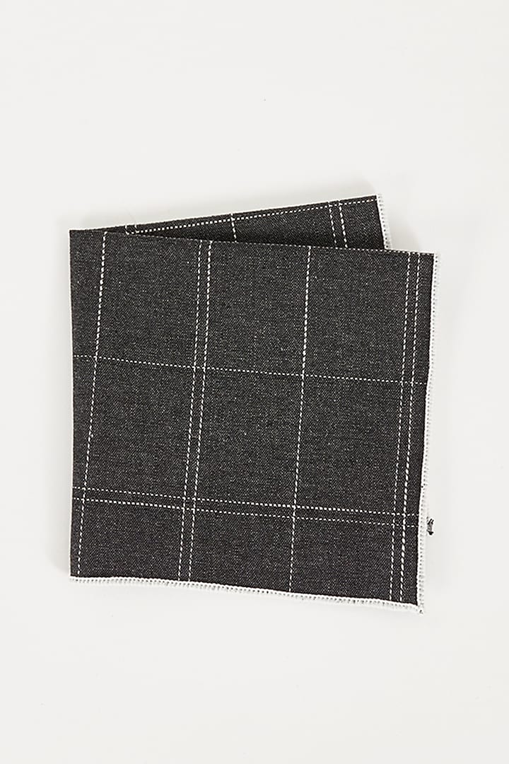 Charcoal Checkered Pocket Square by TOFFCRAFT