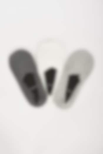 Grey & White Cotton Socks (Set of 3) by TOFFCRAFT at Pernia's Pop Up Shop