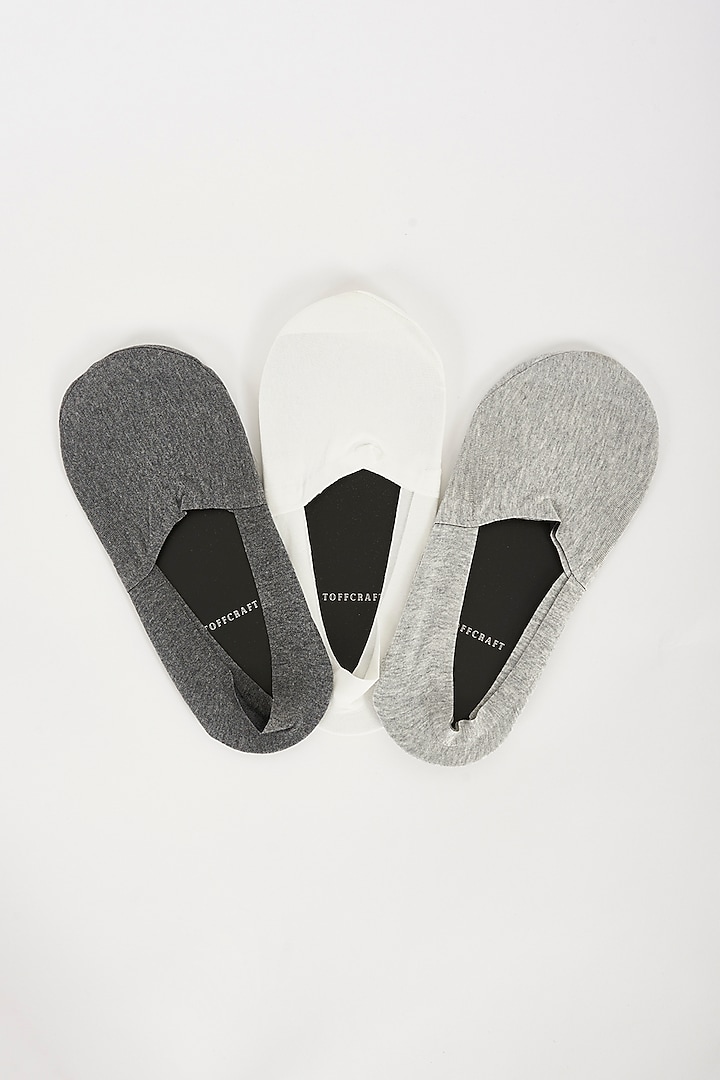 Grey & White Cotton Socks (Set of 3) by TOFFCRAFT at Pernia's Pop Up Shop