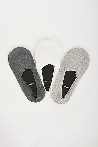 Grey & White Cotton Socks (Set of 3) by TOFFCRAFT