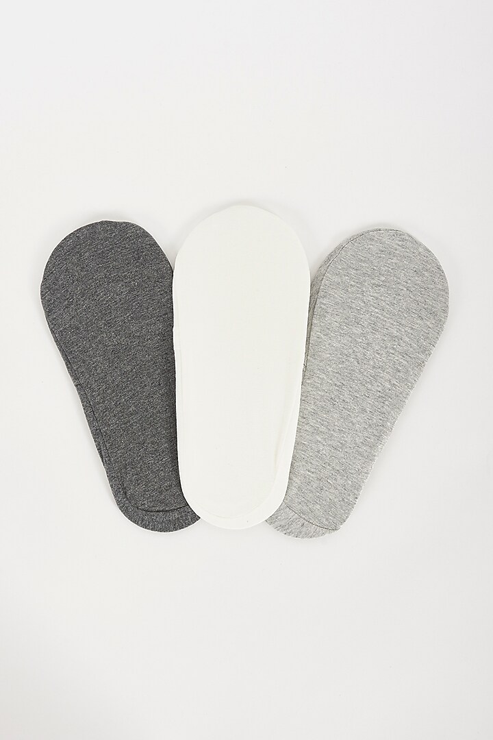 Grey & White Cotton Socks (Set of 3) by TOFFCRAFT at Pernia's Pop Up Shop