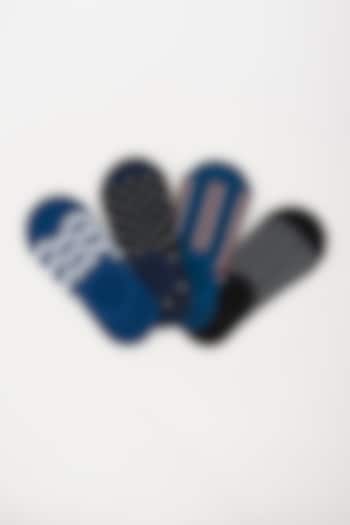 Blue & Black Printed Socks (Set of 4) by TOFFCRAFT at Pernia's Pop Up Shop