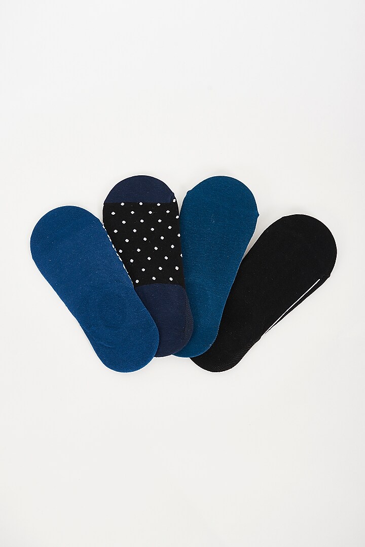 Blue & Black Printed Socks (Set of 4) by TOFFCRAFT at Pernia's Pop Up Shop