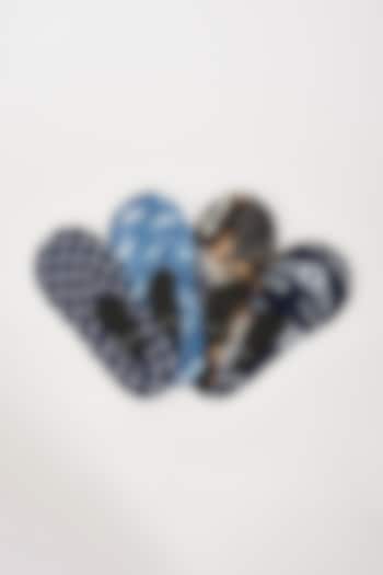 Blue & Black Cotton Socks (Set of 4) by TOFFCRAFT at Pernia's Pop Up Shop
