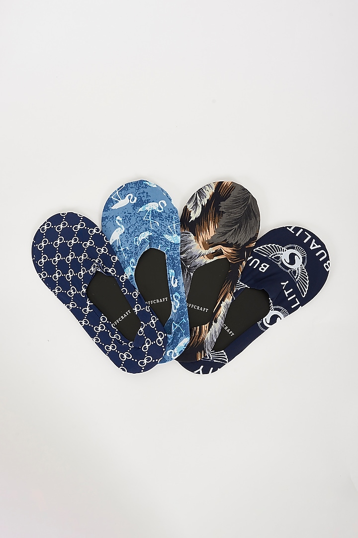 Blue & Black Cotton Socks (Set of 4) by TOFFCRAFT at Pernia's Pop Up Shop