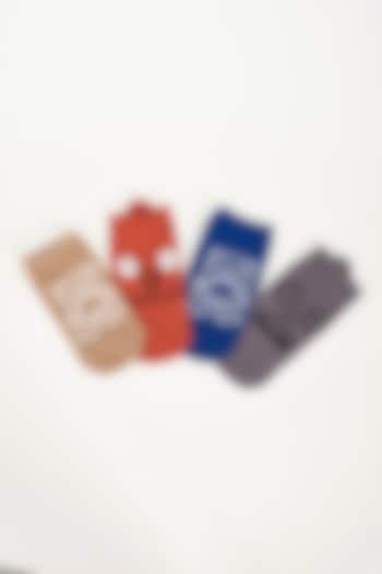 Blue & Black Cotton Socks (Set of 4) by TOFFCRAFT at Pernia's Pop Up Shop