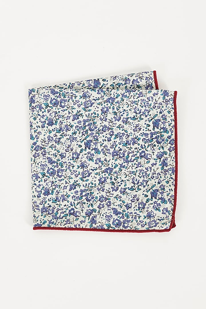 White Printed Pocket Square by TOFFCRAFT