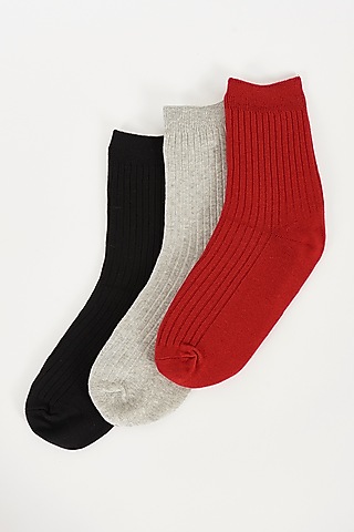 Multi-Colored Cotton Socks (Set of 3) by TOFFCRAFT
