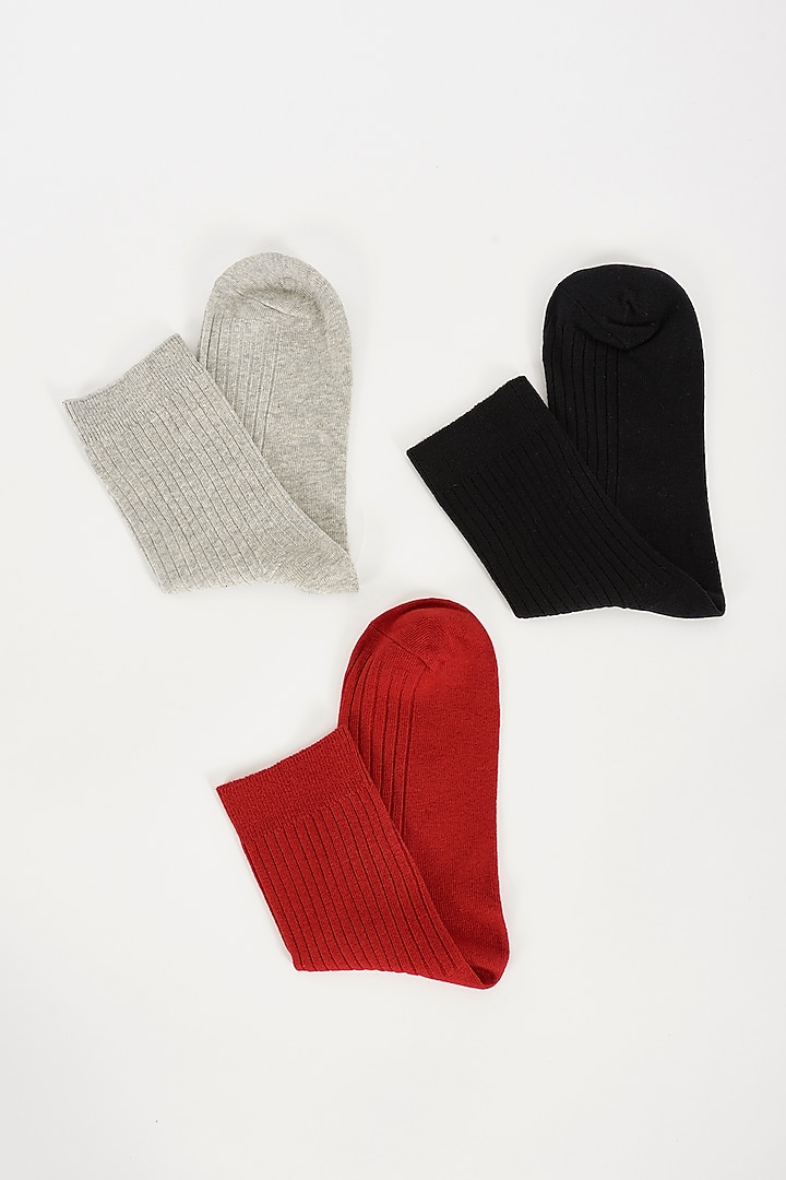 Multi-Colored Cotton Socks (Set of 3) by TOFFCRAFT at Pernia's Pop Up Shop