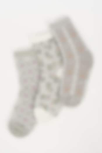 Grey Cotton Socks (Set of 3) by TOFFCRAFT