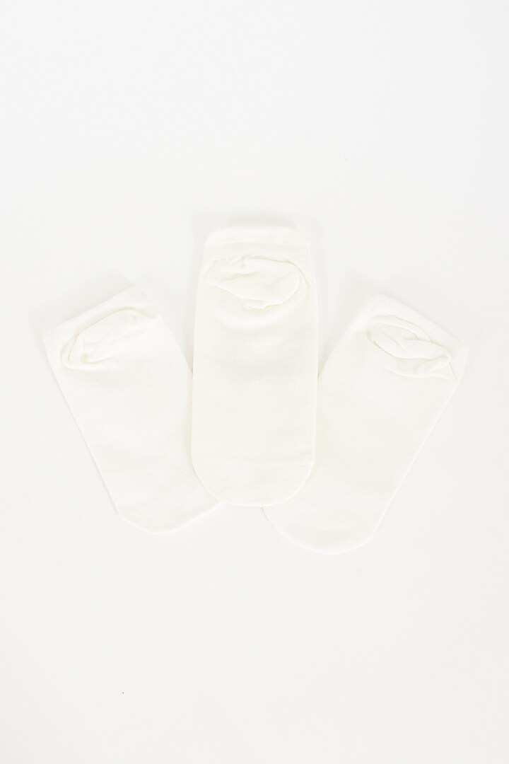 White Cotton Socks (Set of 3) by TOFFCRAFT at Pernia's Pop Up Shop