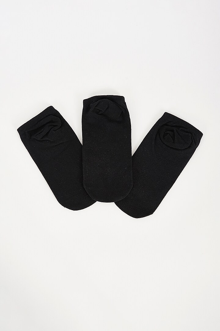 Black Cotton Printed Socks (Set of 3) by TOFFCRAFT at Pernia's Pop Up Shop