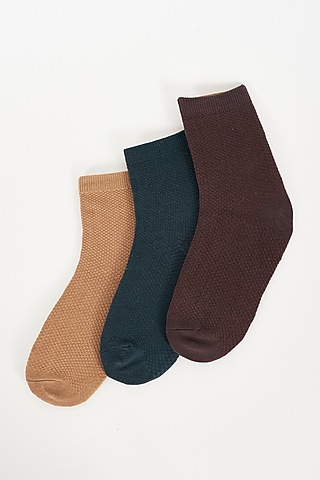 Multi-Colored Cotton Socks (Set of 3) by TOFFCRAFT