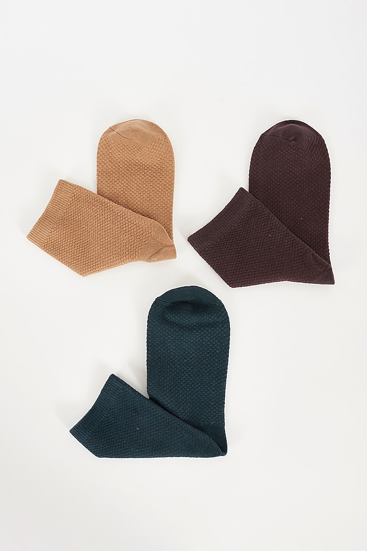 Multi-Colored Cotton Socks (Set of 3) by TOFFCRAFT at Pernia's Pop Up Shop