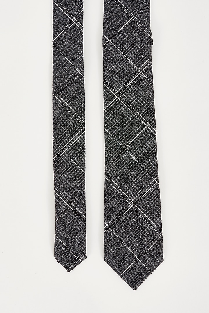 Grey Checkered Necktie by TOFFCRAFT at Pernia's Pop Up Shop