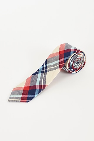 Cream Printed Necktie by TOFFCRAFT