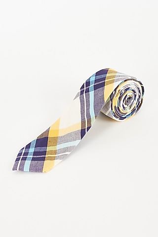 Cream Cotton Printed Necktie by TOFFCRAFT