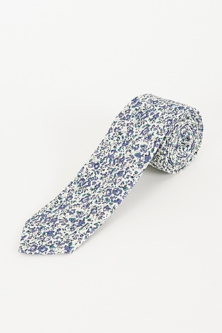 White Printed Necktie by TOFFCRAFT