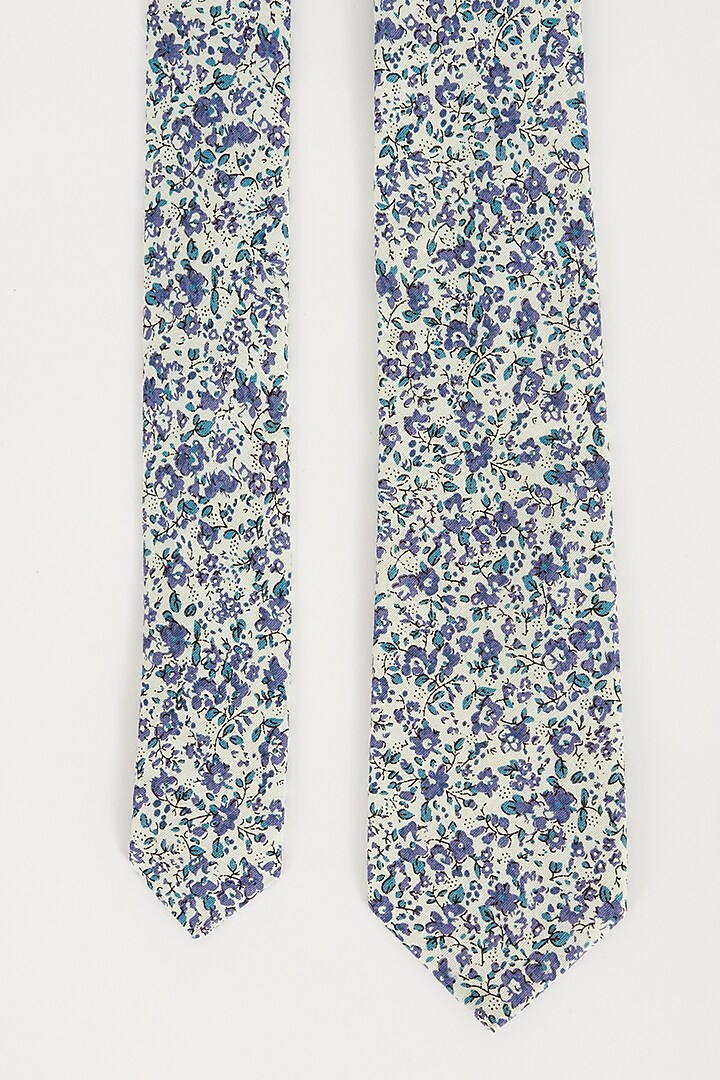 White Printed Necktie by TOFFCRAFT at Pernia's Pop Up Shop