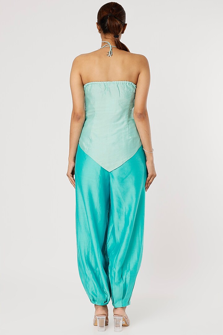 Baby Blue Chanderi Silk Dhoti Set by TOJ by Akanksha and Akriti at Pernia's Pop Up Shop