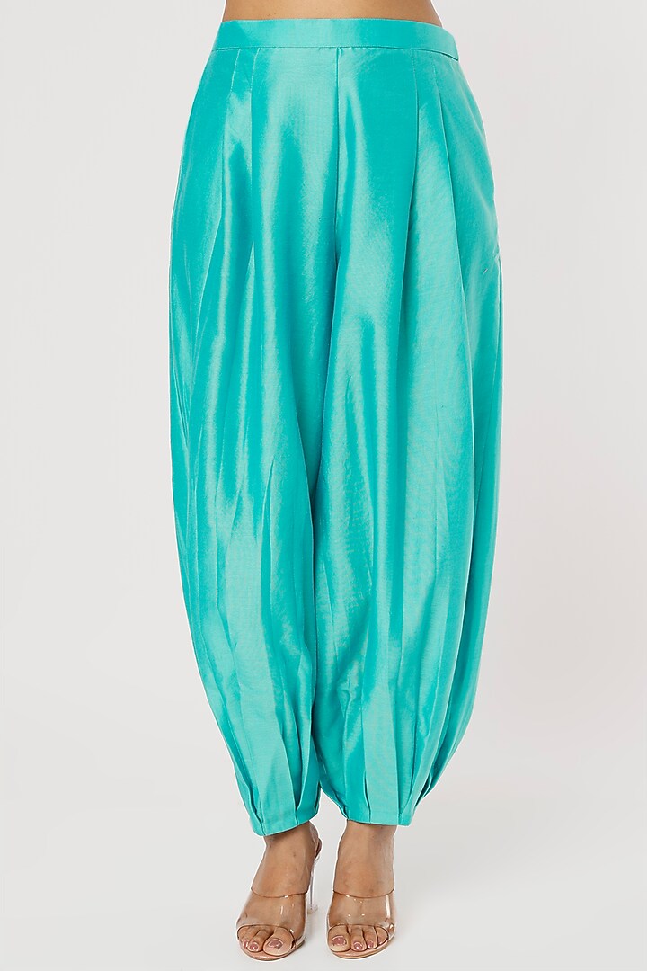 Baby Blue Chanderi Silk Dhoti Set by TOJ by Akanksha and Akriti at Pernia's Pop Up Shop