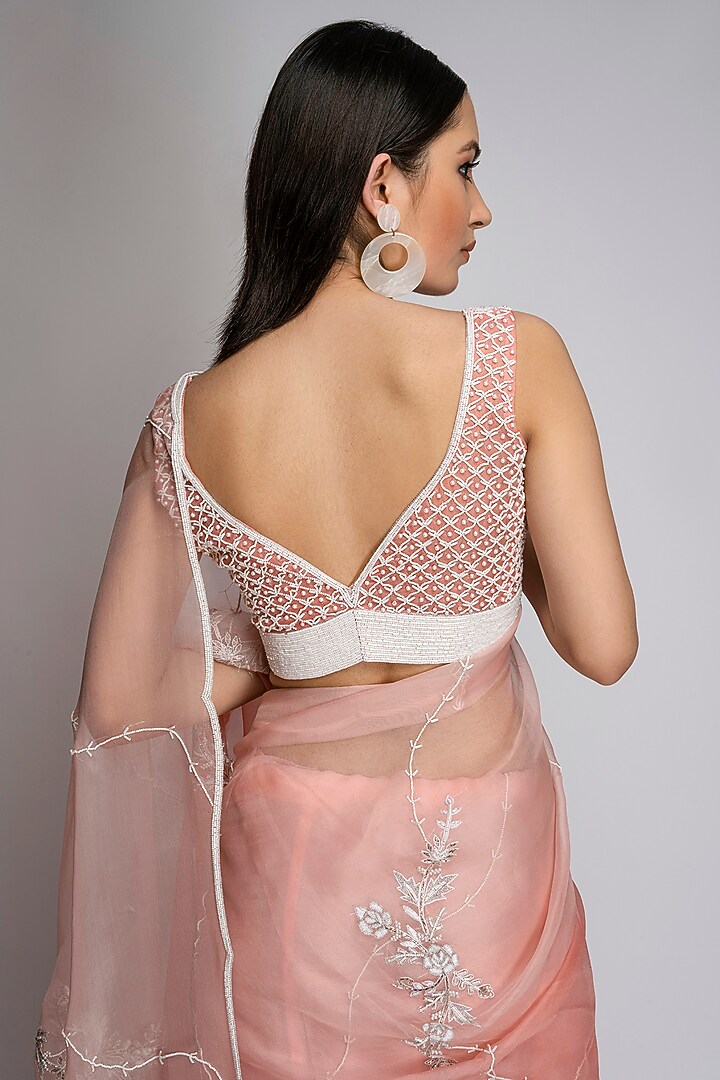 Pink Chanderi Embroidered Party Wear Saree Set by TOJ by Akanksha and Akriti at Pernia's Pop Up Shop