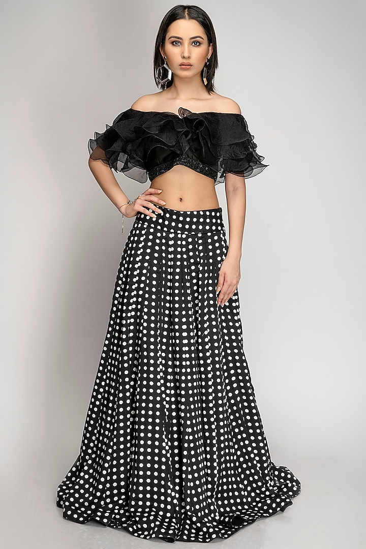 Black Printed Skirt Set by TOJ by Akanksha and Akriti
