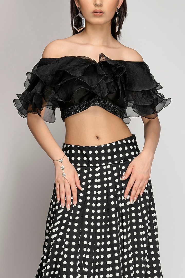 Black Printed Skirt Set by TOJ by Akanksha and Akriti at Pernia's Pop Up Shop