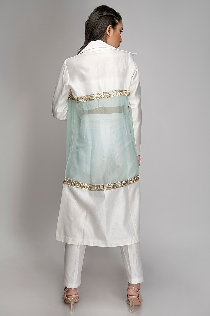White Embroidered Jacket Set by TOJ by Akanksha and Akriti at Pernia's Pop Up Shop
