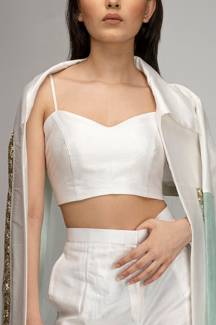 White Embroidered Jacket Set by TOJ by Akanksha and Akriti at Pernia's Pop Up Shop