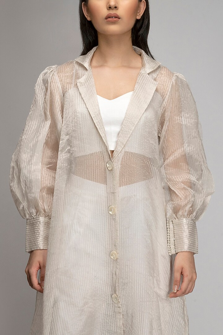 Off-White Embroidered Jacket Set by TOJ by Akanksha and Akriti at Pernia's Pop Up Shop