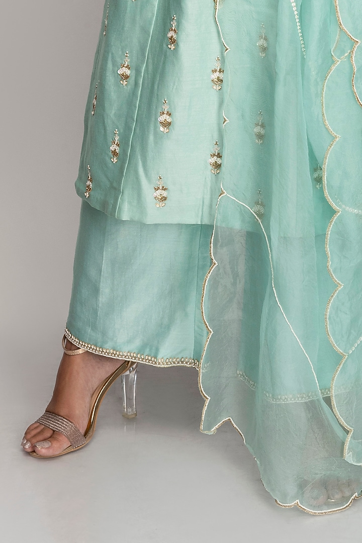 Baby Blue Organza Embroidered Kurta Set by TOJ by Akanksha and Akriti at Pernia's Pop Up Shop