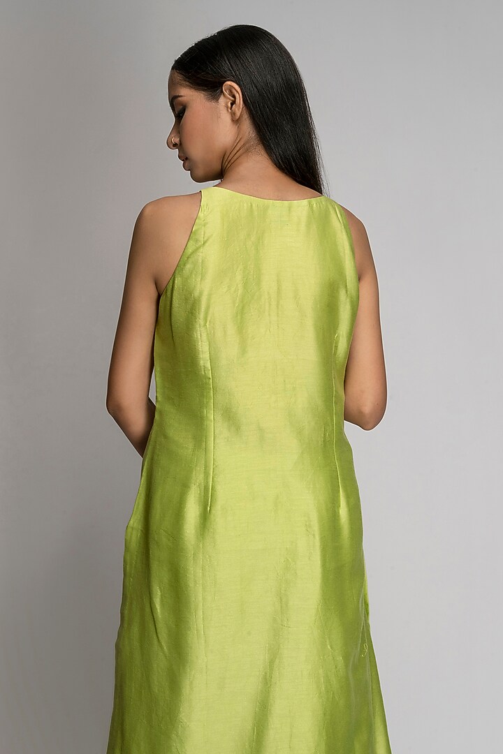 Shamrock Green Chanderi Silk Kurta Set by TOJ by Akanksha and Akriti at Pernia's Pop Up Shop