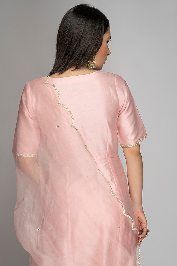Light Pink Organza Embroidered Kurta Set by TOJ by Akanksha and Akriti at Pernia's Pop Up Shop
