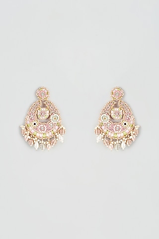 Aari & Zardosi Hand Embroidered Chandbali Earrings by TONOTO