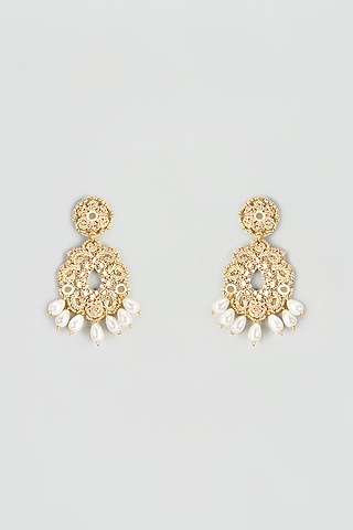 Aari & Zardosi Hand Embroidered Chandbali Earrings by TONOTO