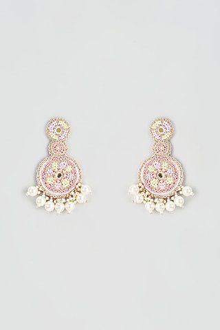 Aari & Zardosi Hand Embroidered Chandbali Earrings by TONOTO