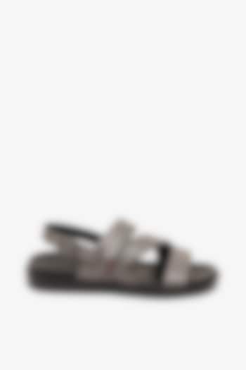 Grey Leather Sandals by TONI ROSSI MEN