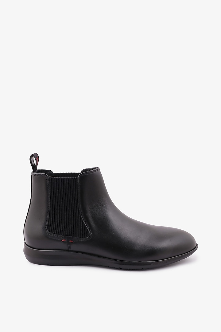 Black Leather Chelsea Boots by TONI ROSSI MEN
