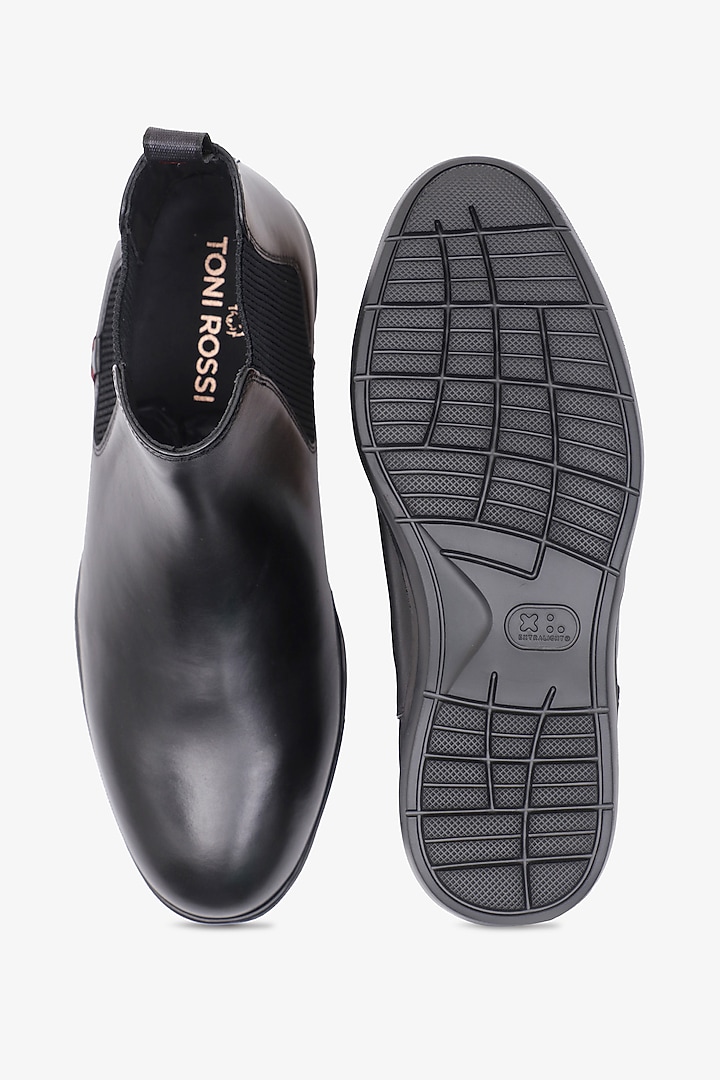 Black Leather Chelsea Boots by TONI ROSSI MEN at Pernia's Pop Up Shop