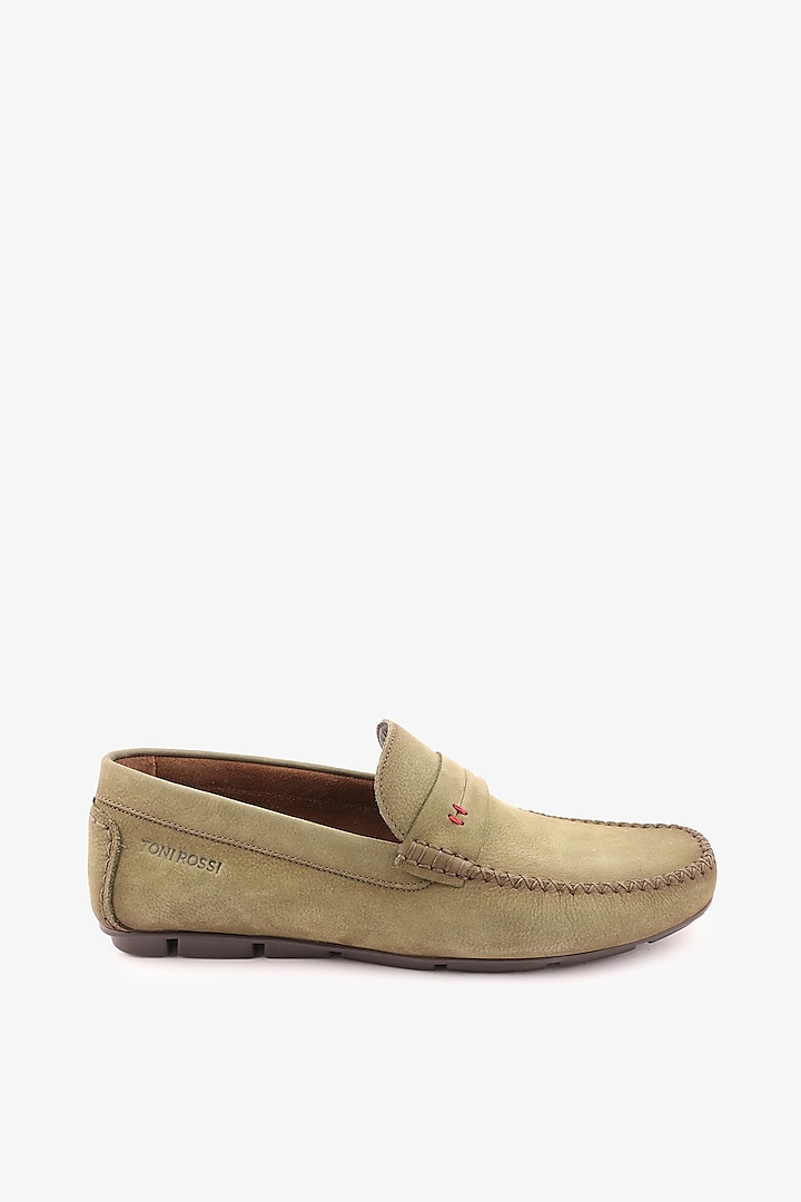 Green Leather Loafers by TONI ROSSI MEN