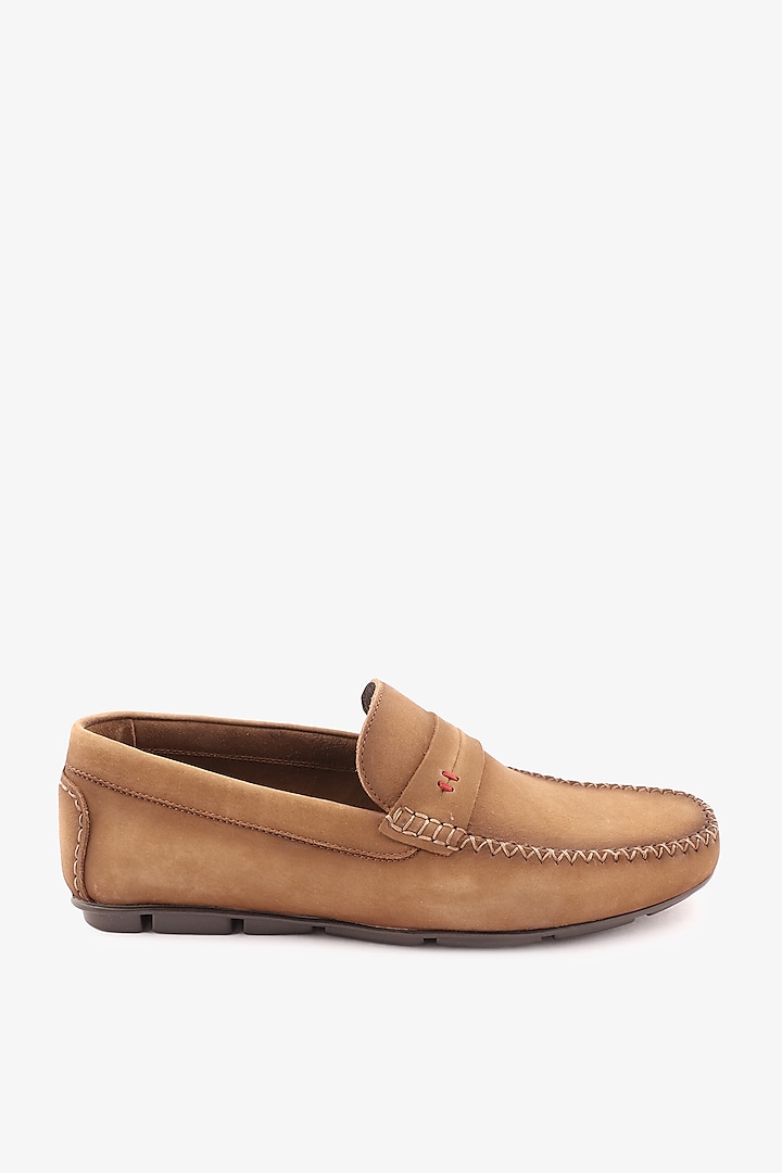 Tan Leather Loafers by TONI ROSSI MEN