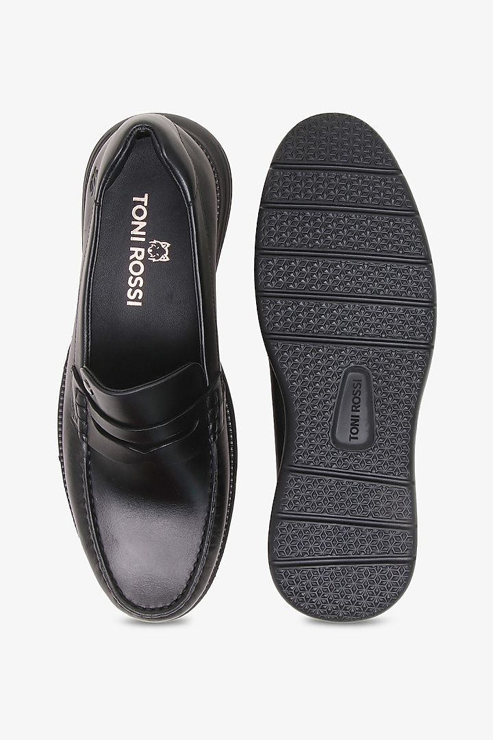 Black Leather Loafers by TONI ROSSI MEN at Pernia's Pop Up Shop