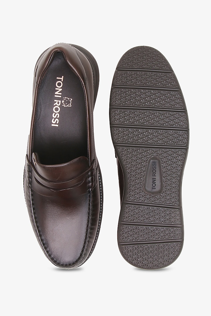 Brown Leather Loafers by TONI ROSSI MEN at Pernia's Pop Up Shop